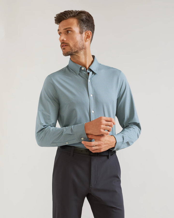 Rhone : Commuter Shirt - Slim Fit in Blue / Green Check